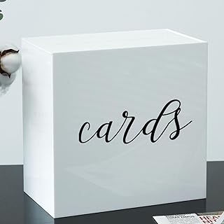 JupDec White Wedding Card Box Reception with Slot, 10" X 10" X 6" Large Acrylic Box DIY Card Storage Box Gifts, Souvenirs, Donations, Card Box Holder Baby Showers Birthday Party Graduations