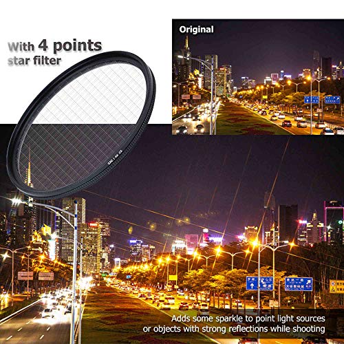 Image of JJC 49mm Star Filter Cross Screen Starburst Filter Kit for Camera Lens | for Canon EOS R100 R50 R10 with RF-S 18-45mm Kit Lens, for Canon M50 M5 M6 Mark II M200 with EF-M 15-45mm Kit Lens & More