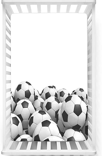 Miniatura 1 de Sábana bajera ajustable para cuna con temática deportiva, sábana bajera estándar para cuna, material ultrasuave, ideal para habitación de niños o