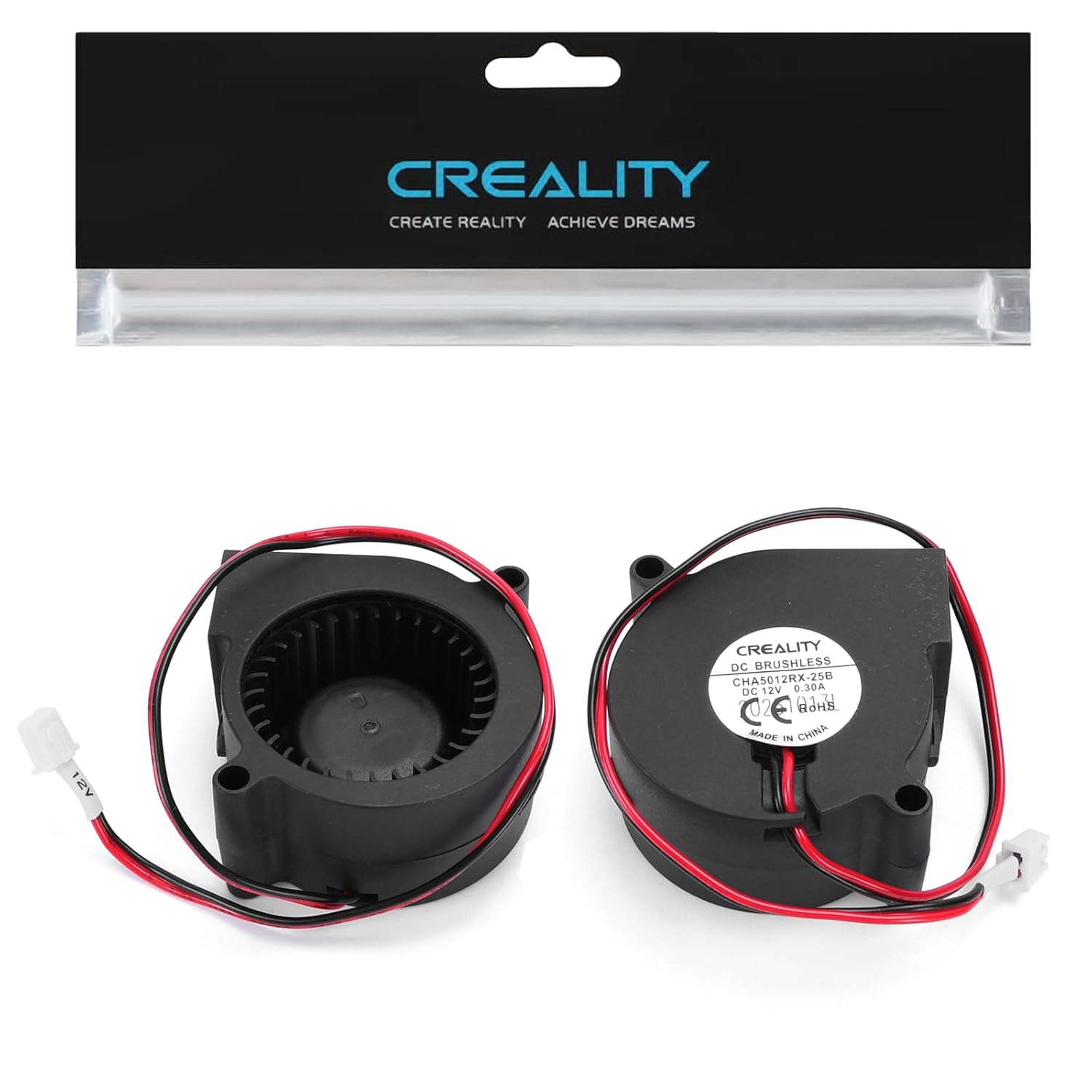 Creality Official Space Pi Filament Dryer Plus Fan 2PCS, Original DC BRUSHLESS 12V 0.3A Dryer Plus Blower Fan, CHA5012RX-25B Cooling Fan Replace for Creality Space Pi Filament Dryer Plus (2PCS)