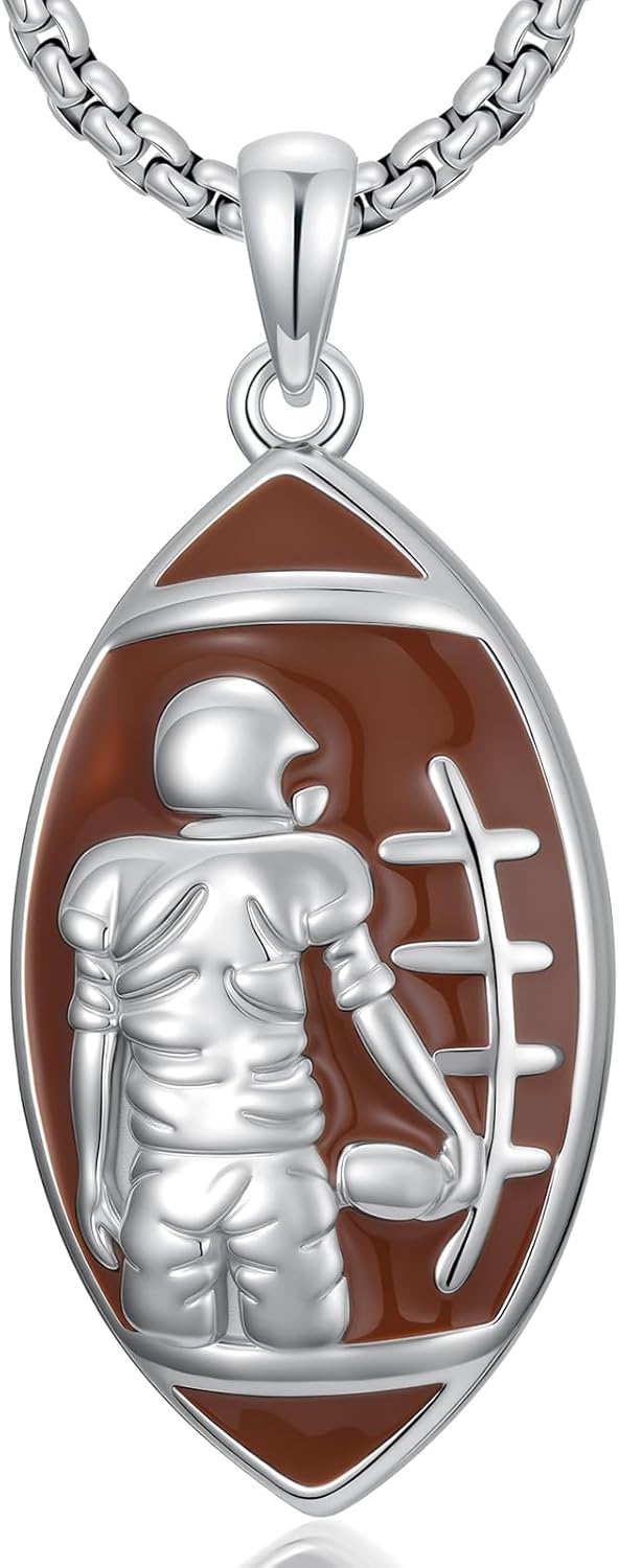 Baseball/Softball/Basketball/Soccer/Football Necklace Sterling Silver Sport Players Pendant Jewelry Gifts for Men