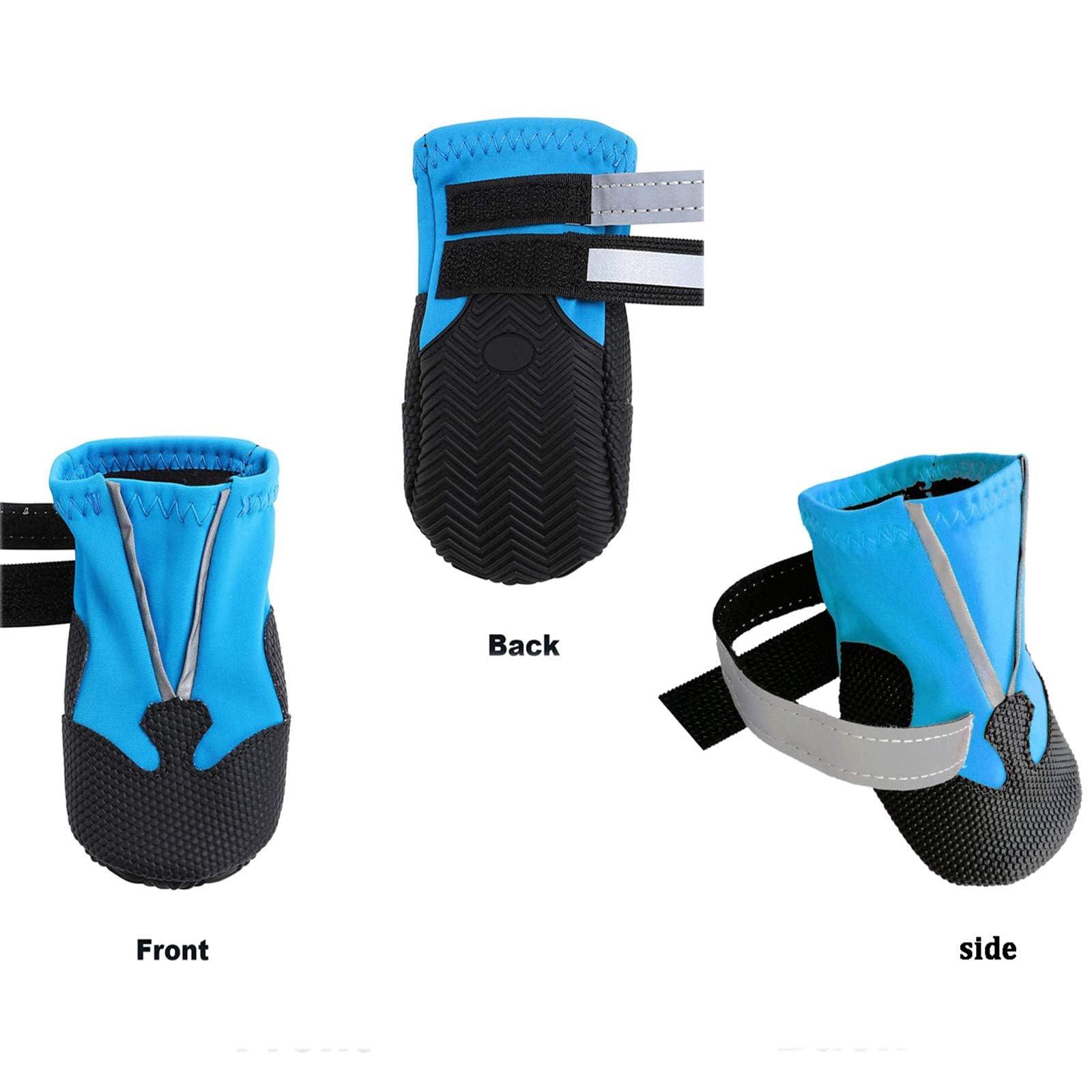 Scarpe per Cani, 4 Pezzi scarpe per cani impermeabili con cinturini riflettenti, Suola antiscivolo Protezioni per zampe Stivali per Cani per cani di taglia piccola e media (M, Blu)