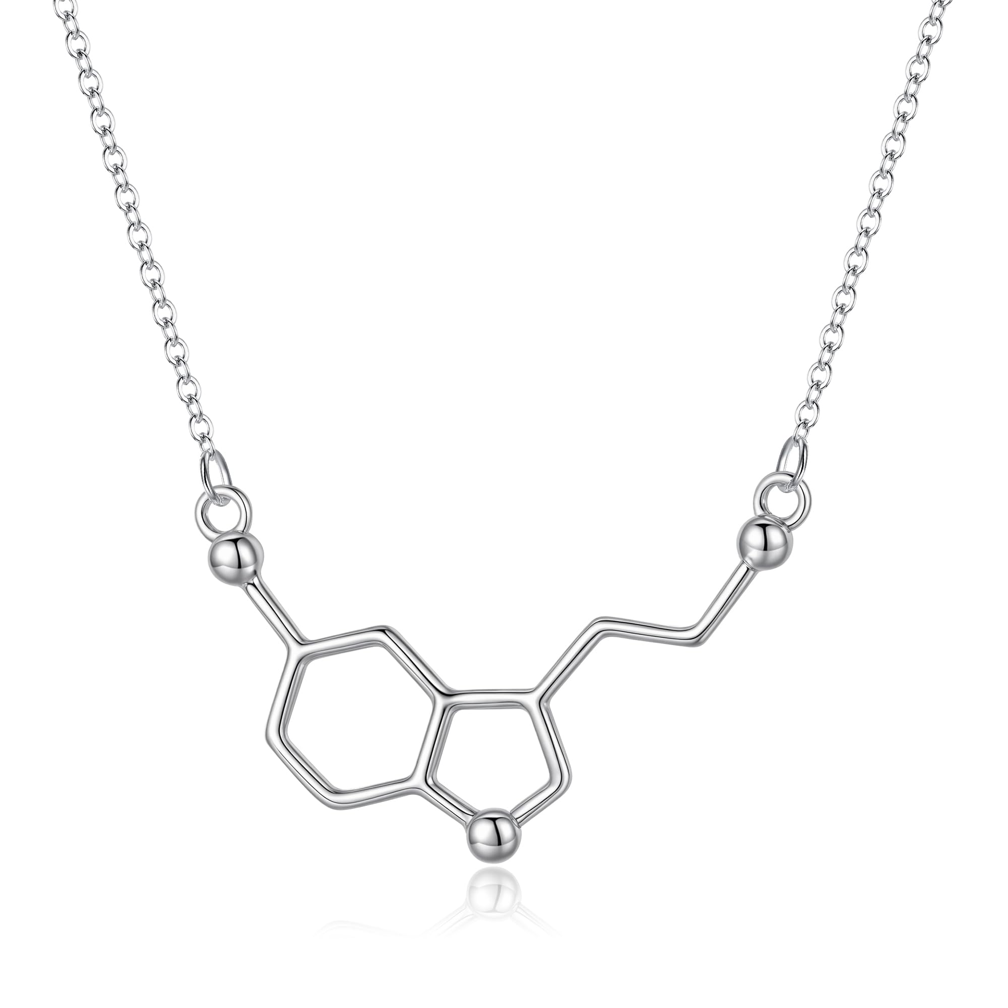 FANZE Women's 925 Sterling Silver Dopamine Happiness Neurotransmitter Chemistry Science Molecule Pendant Necklace Trendy Jewelry Gift for Chrismas Thanksgiving Valentine Mother's Day