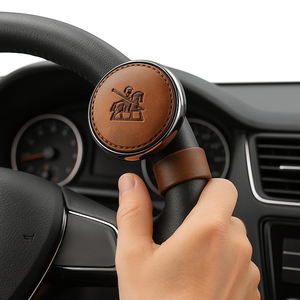 Universal Steering Wheel Spinner Knob | Auxiliary | Booster | Aid | Control | Handle | Car Steering Wheel Strengthener | Auto Spinner Knob Leather Brown Color By GH GENERIC HUB® (Brown) - Image 5 thumbnail