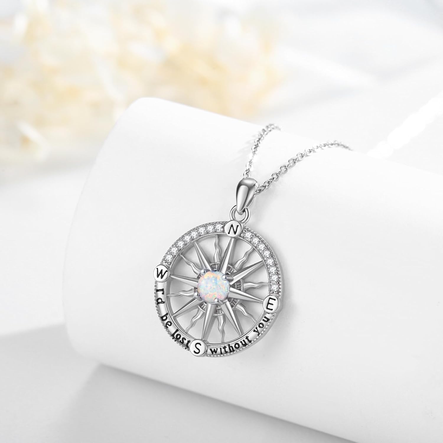 Compass Birthstone Necklace for Women 925 Sterling Silver Graduation Gifts Class of 2026 Senior High School College I'd be Lost without You Inspirational Graduates Jewelry for Friends Her - Image 2