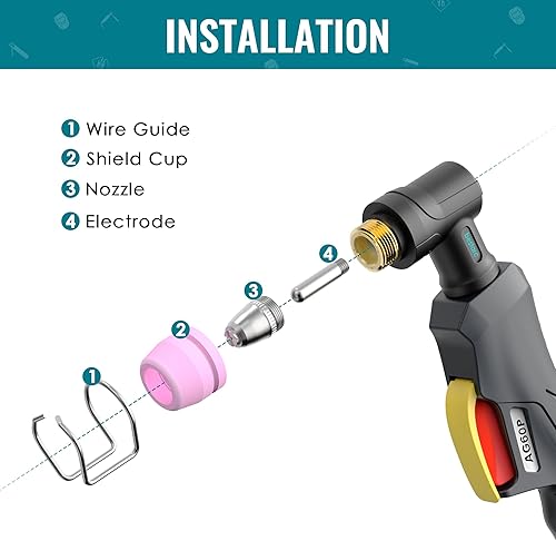Miniatura 5 de AG60P Plasma Cutter Consumibles Corte Antorcha Punta Boquillas 40 PC Adecuado para AG60 WSD60 AG60P BTC500DP BTC650DP