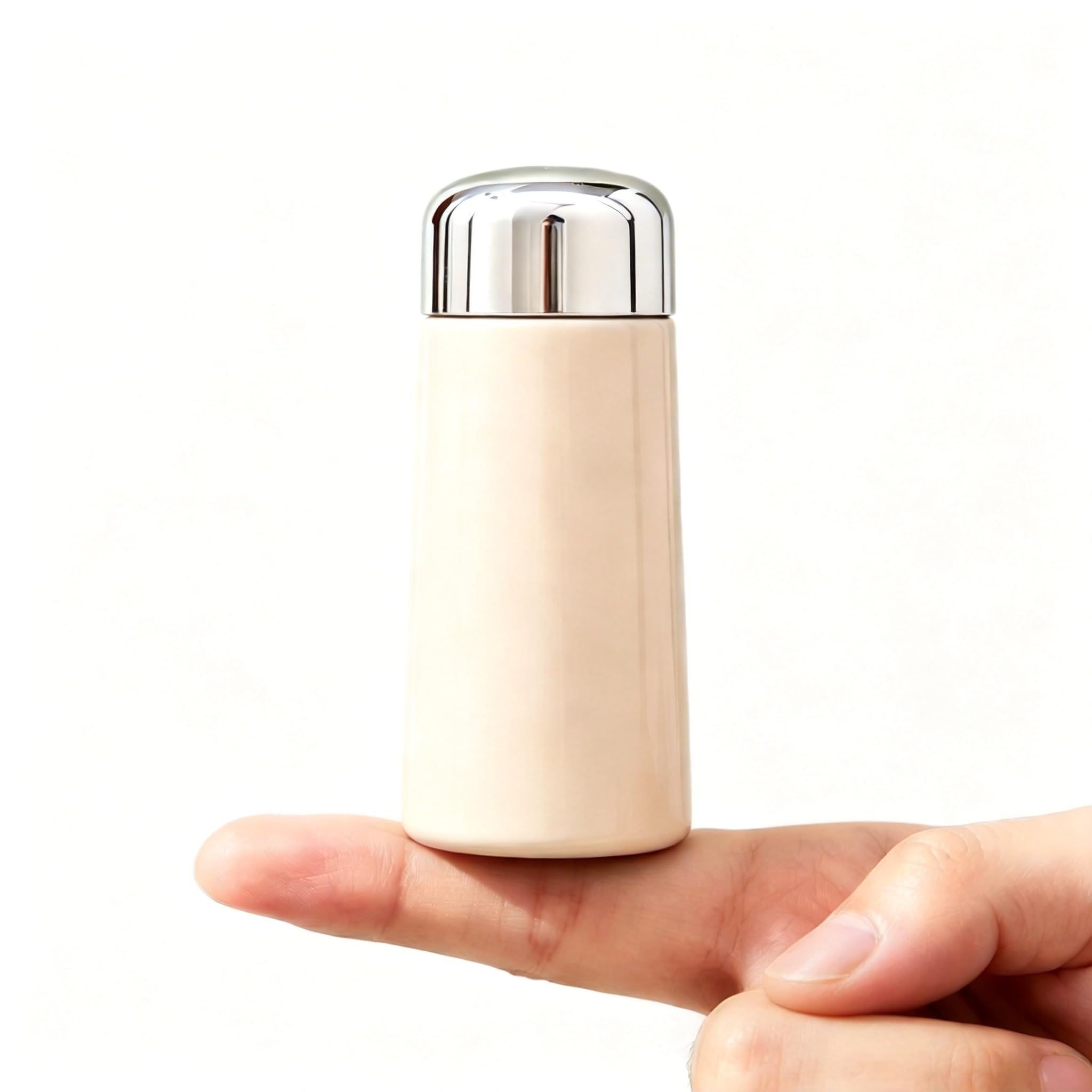 Mini Insulated Water Bottle, 5oz Small Stainless Steel, Slim Travel Mug, Lightweight Leak-Proof Thermal Cup for Pocket, Purse & Daily Use, Portable Compact Design (Beige)