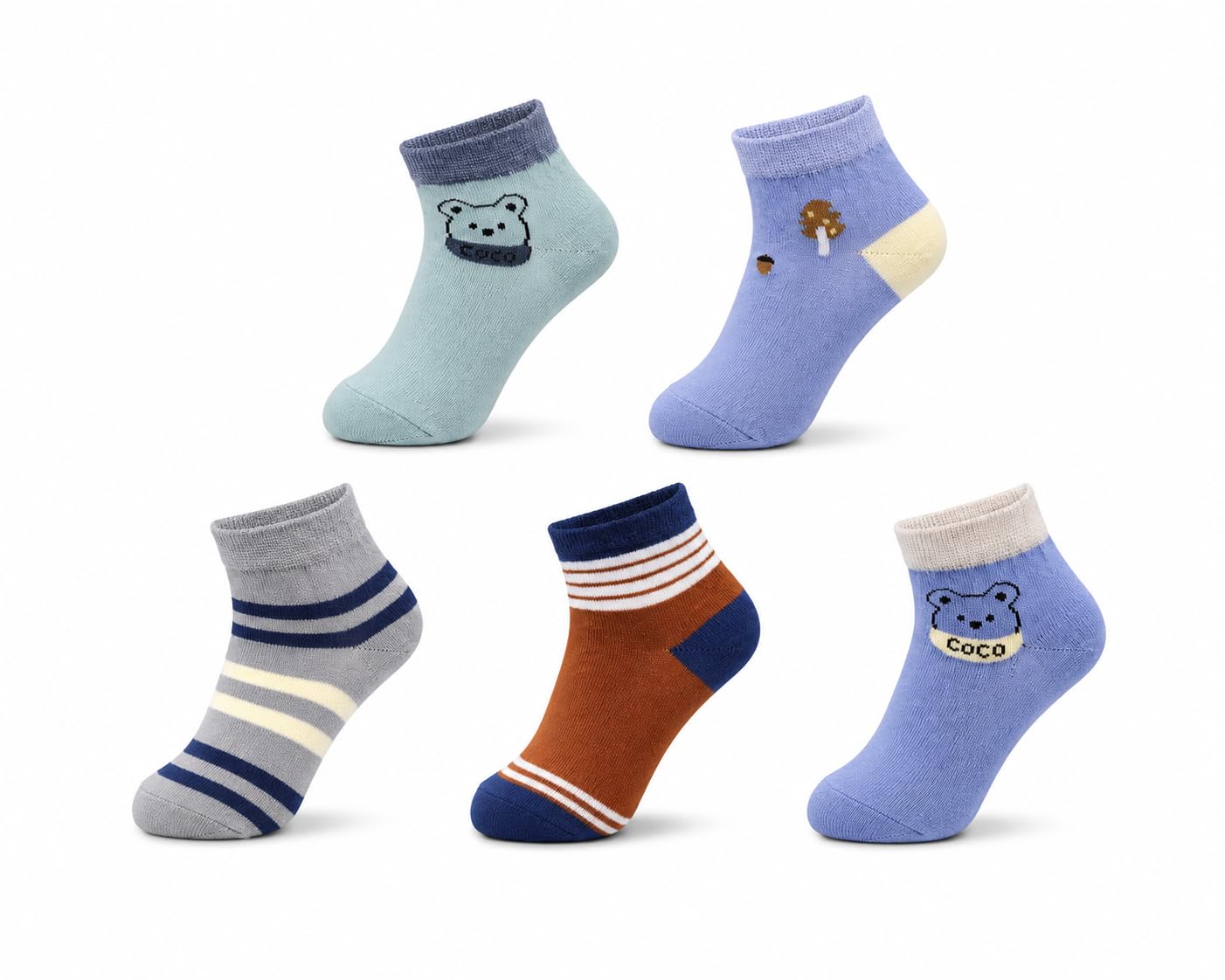 Baby Ankle Length Socks Pack of 5 | Soft & Comfortable Cotton Rich Baby Socks for Boys & Girls | Breathable Stretchable Anti-Slip Everyday Wear | Cute Multicolor Socks-image-23