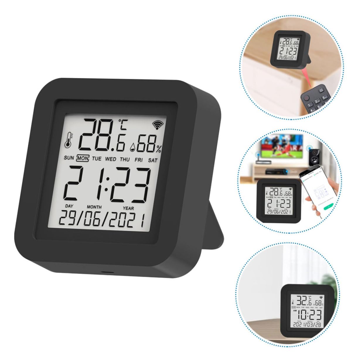 Yardwe Indicatore di Temperatura Digitale Monitor di Temperatura e Umidità per Interni Sensore di Umidità Misuratore di Termometro Igrometro Display Lcd Strumento Portatile per Uso