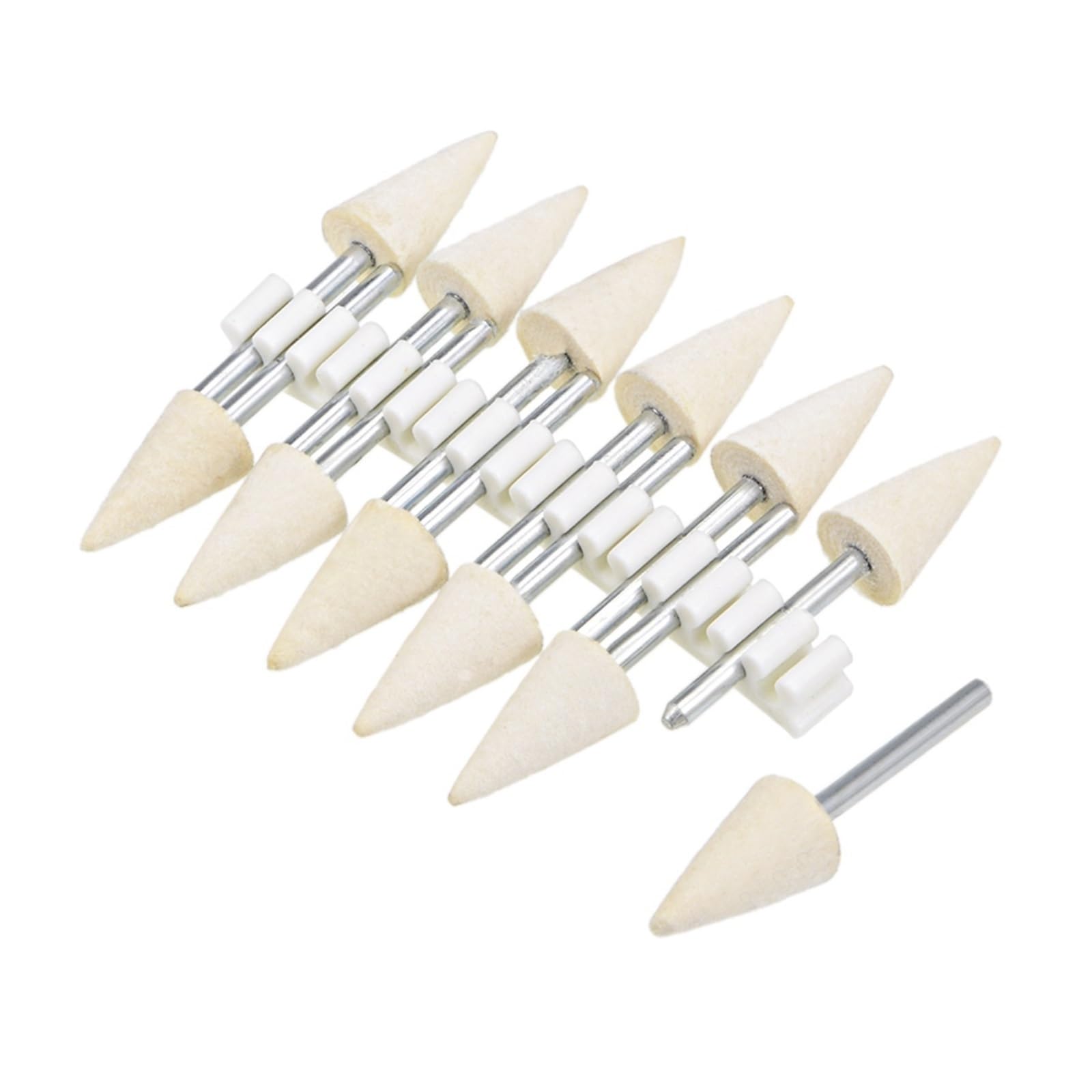 12/24Pcs Wool Felt Mounted Points Conical Polishing Buffing Wheel 6/8/10/12mm Grinding Head With 3mm Shank For Rotary Tools