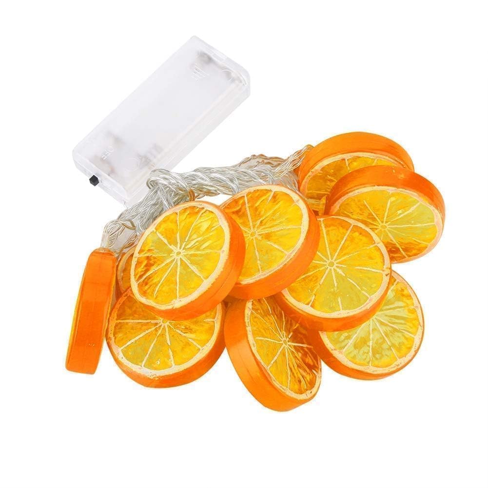 Cyrank Fairy Lights, Fruit String Lights Battery Powered, Party String Lamp Decorative Cute Lemon Decor Led Lemon Slice (Orange)