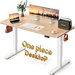 FEZIBO PRO ONE-PIECE Standing Desk 48 x 24 Inch, Height Adjustable Desk with 4 Memory Buttons, Electric Sit Stand Desk, Home Office Table, Maple