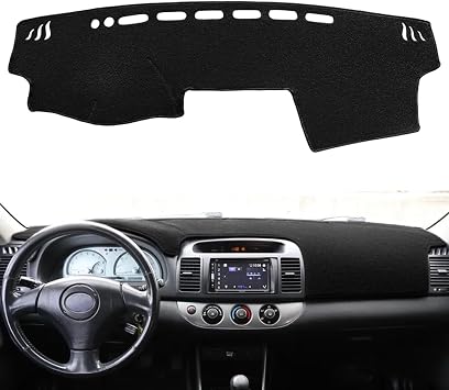 Dash Cover Mat Custom Fit for Toyota Camry 2002 2003 2004 2005 2006 with Cutout for Sensors and Dash Speakers, Dashboard Cover Pad Carpet 02-06 Black J40