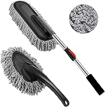 2 Pcs Microfiber Car Duster with Handle for Car Interior Cleaning Brush Mop Duster for Car Cleaning Brush with Handle Wet and Dry Car Washing Brush Ideal Car Accessories for Exterior (Combo)