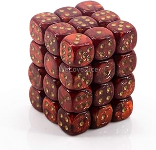 Chessex DND Dice Set-Chessex D&D Dice-12mm Scarab Scarlet and Gold Plastic Polyhedral Dice Set-Dungeons and Dragons Dice ludes 36 Dice â€“ D6, Various (CHX27814)