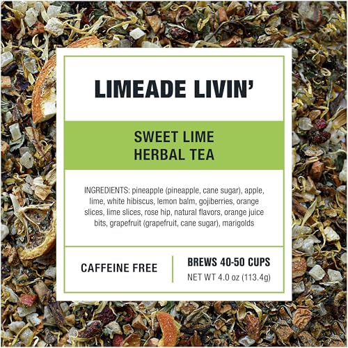 Image of Tiesta Tea - Limeade Livin, Loose Leaf, Sweet Lime Herbal Tea, Non-Caffeinated Fruit Blend, Makes Hot or Iced & Up to 50 Cups, 4oz Refillable Tin