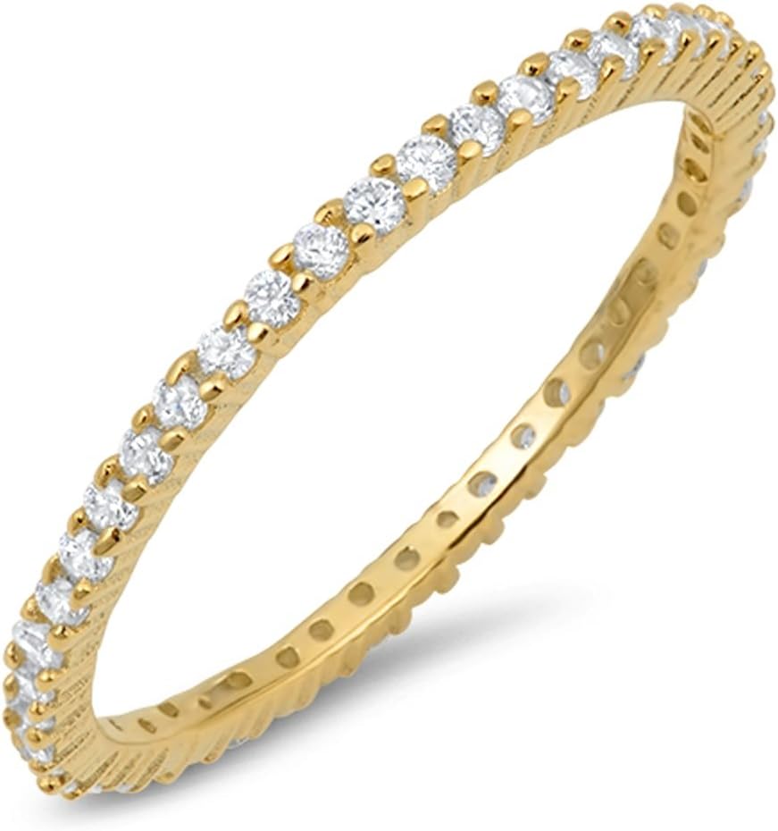 CHOOSE YOUR COLOR Sterling Silver Thin Eternity Ring