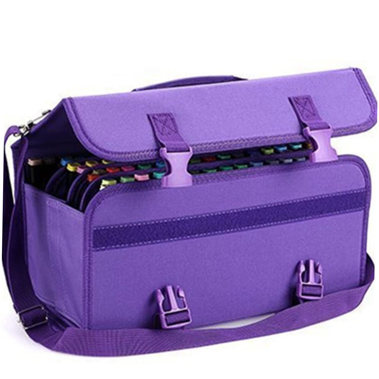 Borsa Porta Pennarelli da Scomparti con Cerniera Custodia Portaoggetti Resistente con Tracolla Adatta per Pennarelli e Penne Posizionamento su Tavolo o Armadietto