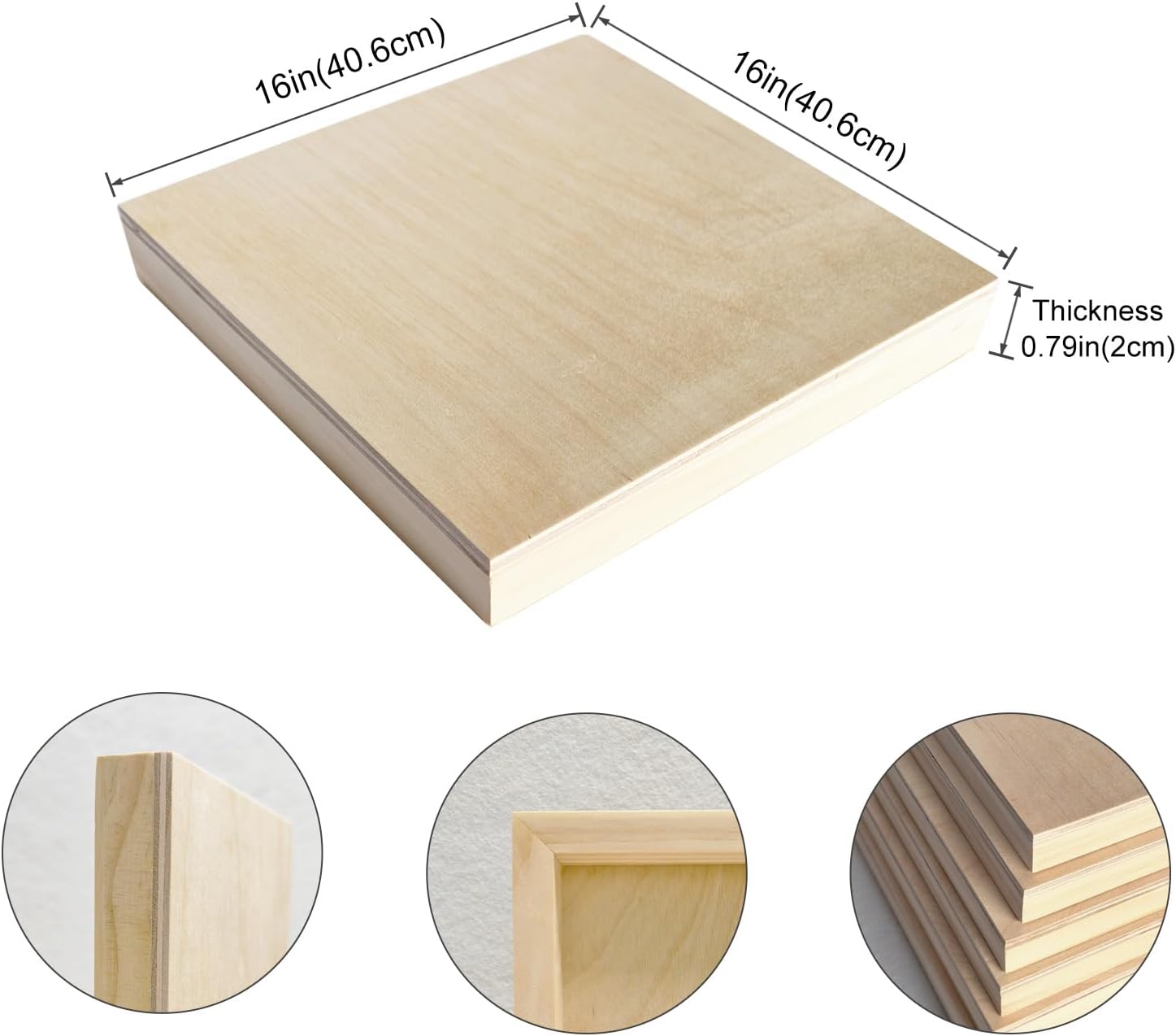 2 Pack 16 x 16 inch Wood Art Paint Boards, Unfinished Wood Canvas Panels for Crafts, Painting Canvas, DIY Art Gifts, Pouring, Arts Use with Oils, Acrylics (16×16 inch 2 Pack)