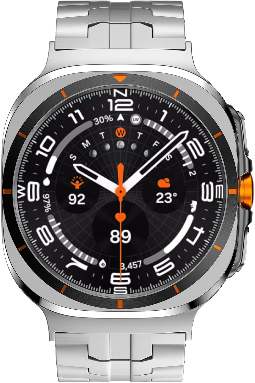 Titanium Band Compatible with Samsung Galaxy Watch Ultra 47mm(2025/2024), Solid Men Replacement Robust Metal Link Wristband