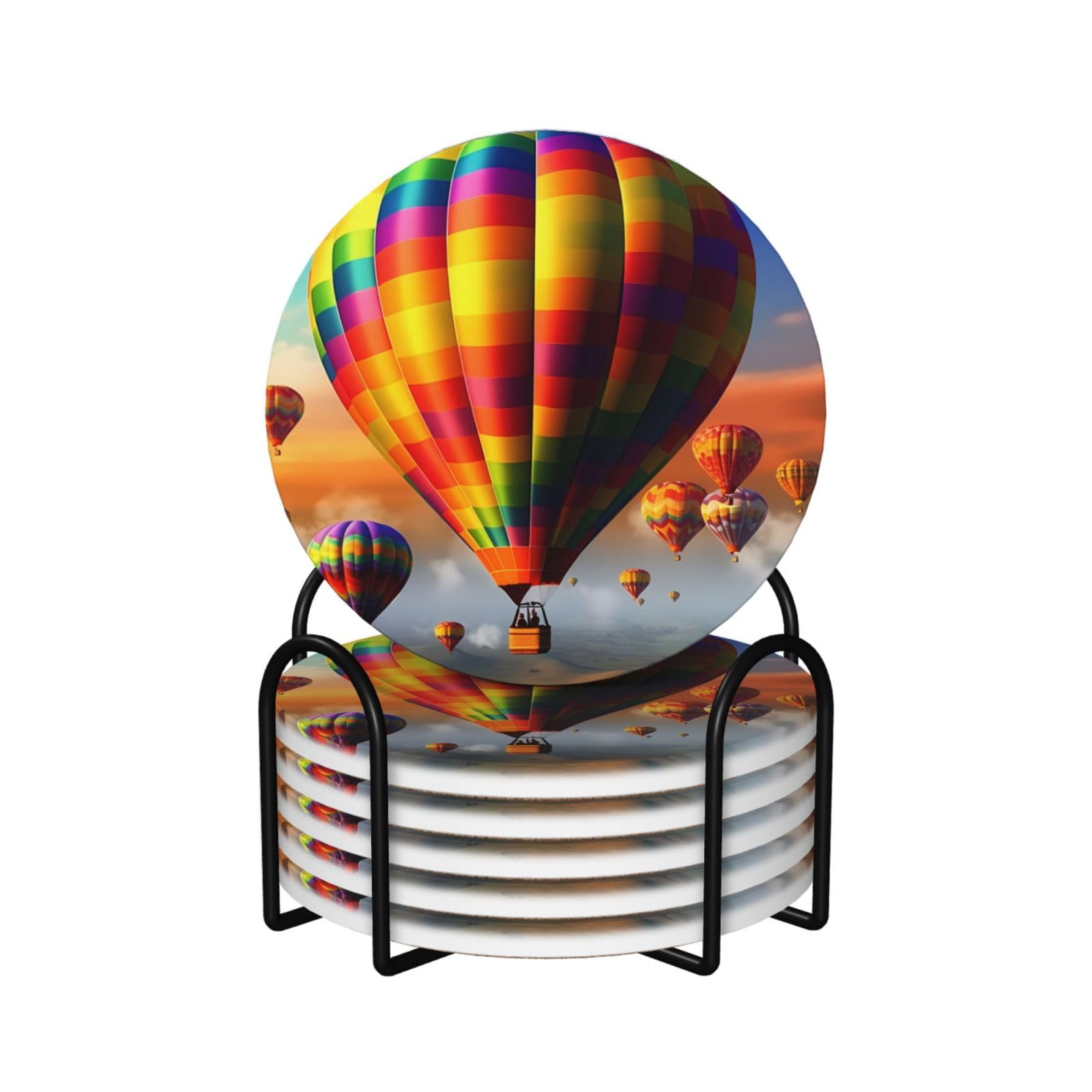 Dessous de verre en céramique montgolfière absorbant avec support