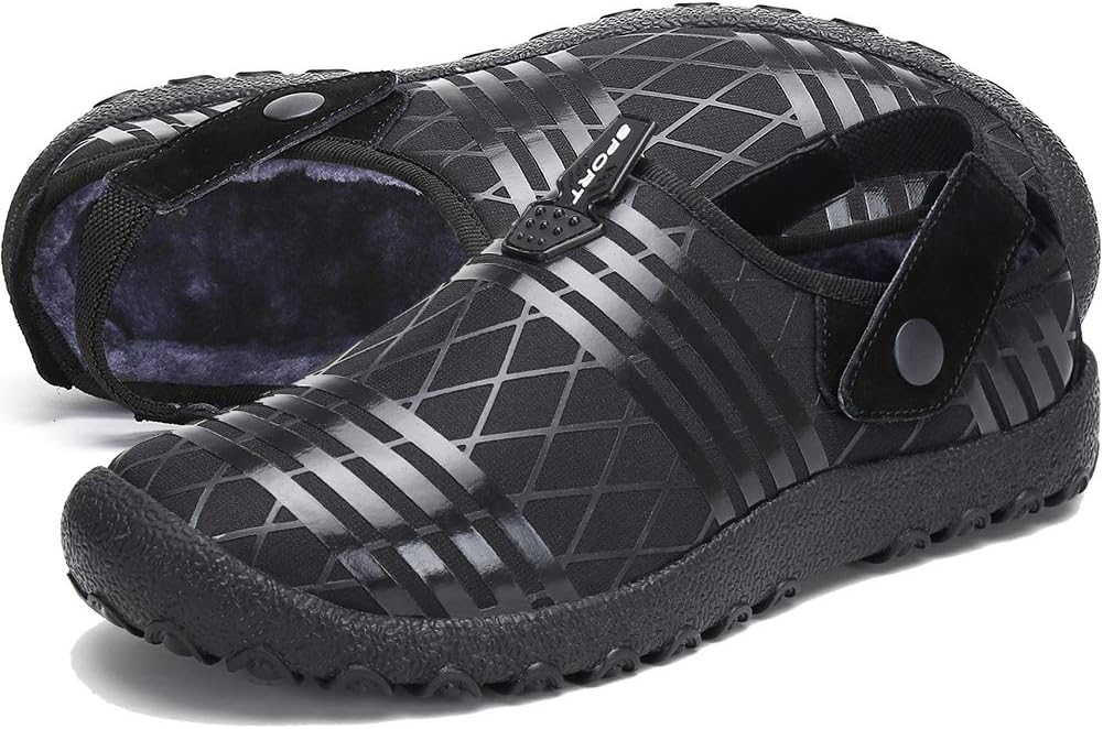 Mens Womens Comfort Winter Indoor Outdoor Slippers with Anti-Slip Rubber Sole Fuzzy Plush Lining Slip On House Shoes