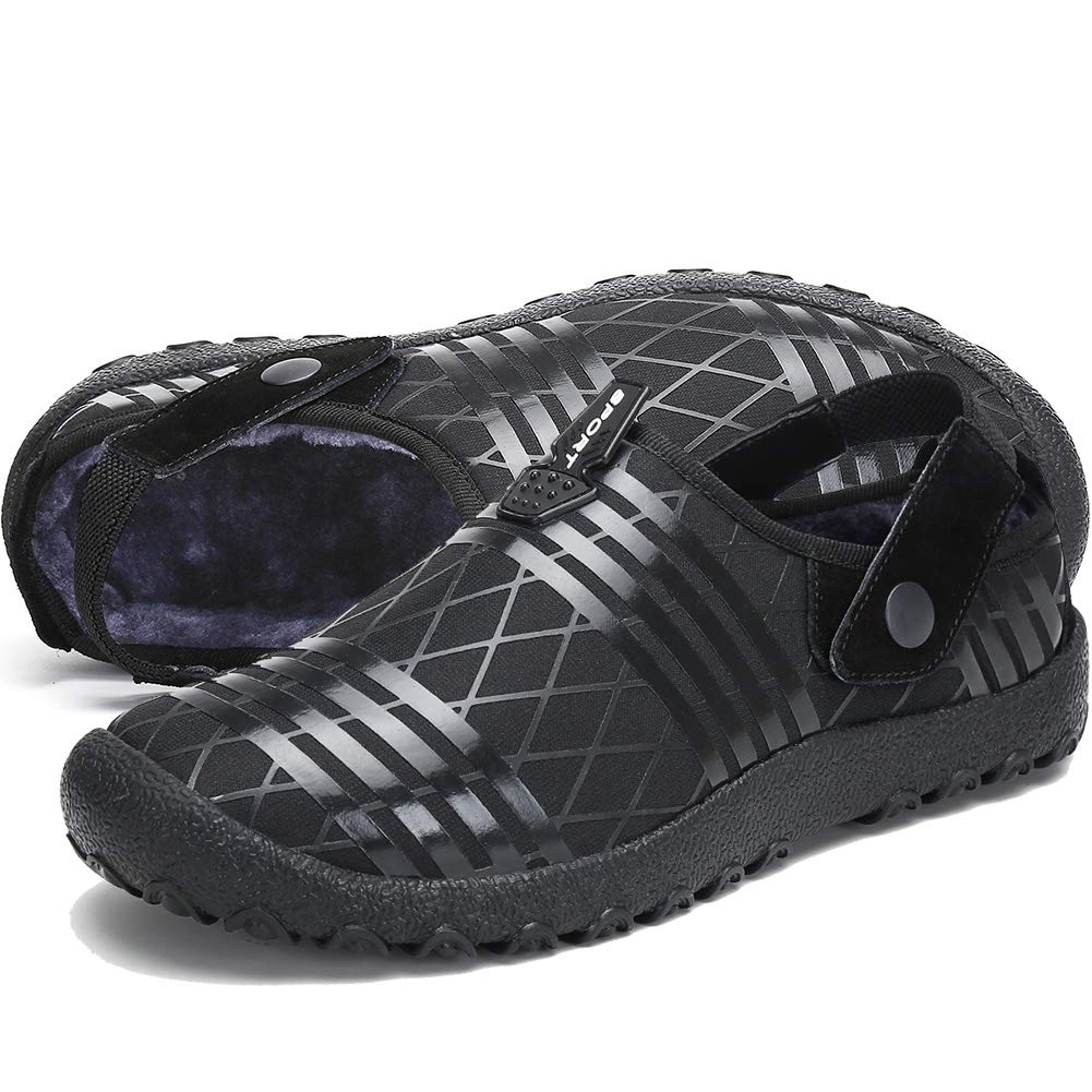 Mens Womens Comfort Winter Indoor Outdoor Slippers with Anti-Slip Rubber Sole Fuzzy Plush Lining Slip On House Shoes