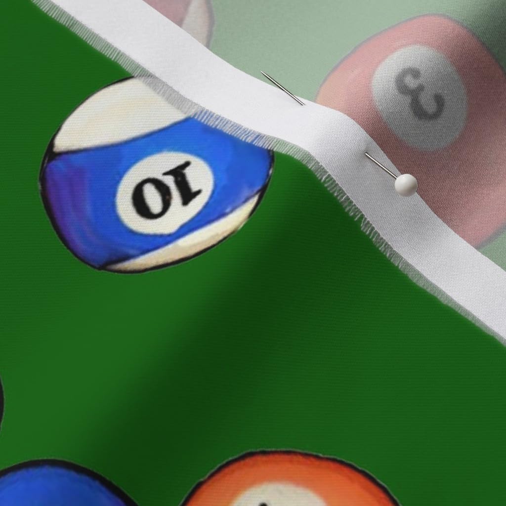 Spoonflower Fabric - Balls Large Pool Billiards Games Playing Game Sport Match Man Cave Printed on Organic Cotton Sateen Fabric by The Yard - Sewing Quilting Apparel Home Decor