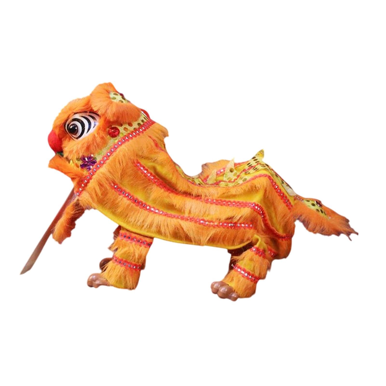 Juguete de león de marioneta China, artesanía de Marionetas de Danza del león con Cuerda de Mano, Regalo de año Nuevo Chino, Amarillo