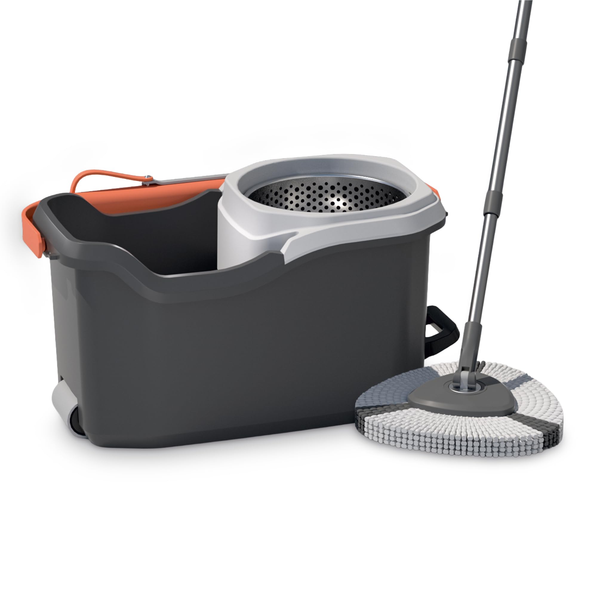 BonKaso Turbo Spin Mop with Bucket Set, High-Speed Spin System, Reusable Microfiber Mop Pads, Adjustable Twist Lock Handle, Drain Valve, Rolling Wheels for Wet & Dry Floor Cleaning-image-40