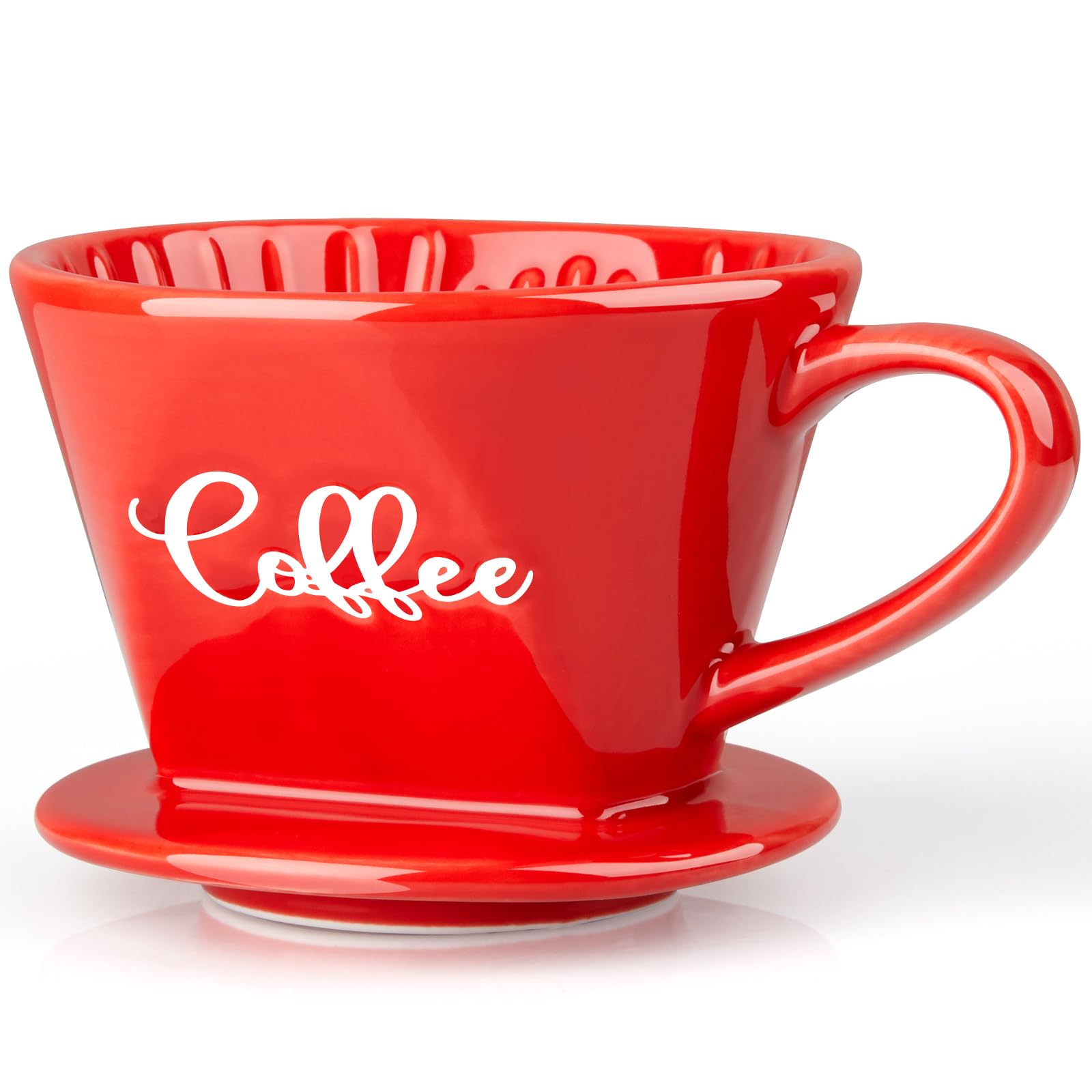 ZMZKKLL Pour Over Coffee Maker, Ceramic Pour Over Coffee Dripper, Manual Brew Maker, Red Kitchen Decor and Accessories, Single Cup Porcelain Slow Brewing Accessories for Cafe Coffee Bar