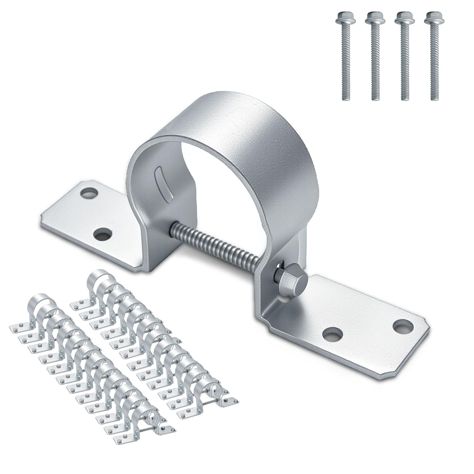 Photo 1 of 2-3/8" Steel to Wood Fence Brackets, Galvanized Pipe Grip Tie, Wood Fence Bracket for Metal Posts, Steel Adapter for Home Improvement 24 Pack