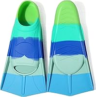 Vista 8 de Aletas de natación para niños, aletas cortas para niños y jóvenes, aletas de natación para entrenamiento de natación para niños, niñas, niños Verde