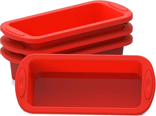 SILIVO Moldes de silicona para pan y pan (paquete de 4) - Molde antiadherente de silicona para hornear para pan casero, pan y pastel de carne