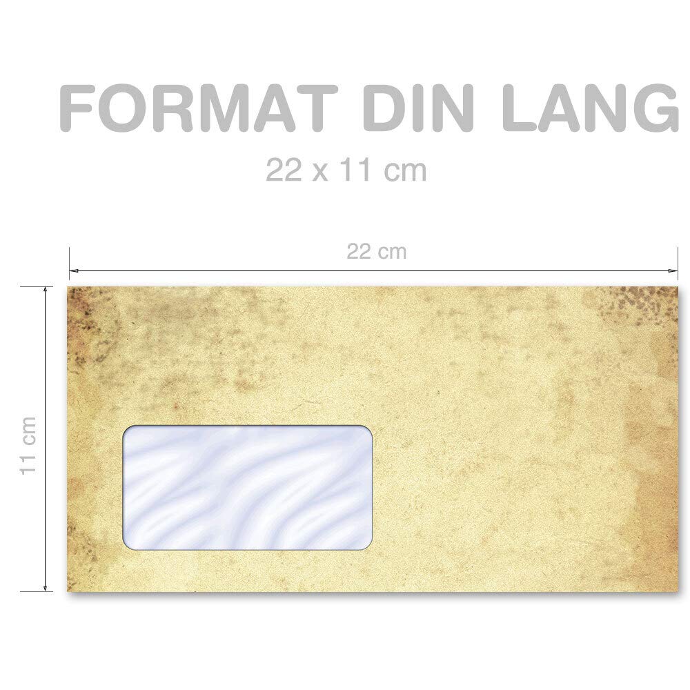 Set Completo De 200 Piezas OLD STYLE - 100 Hojas De Carta + 100 Sobres Estampados DIN LONG Con Ventana, Ideal Para Correspondencia Y Eventos