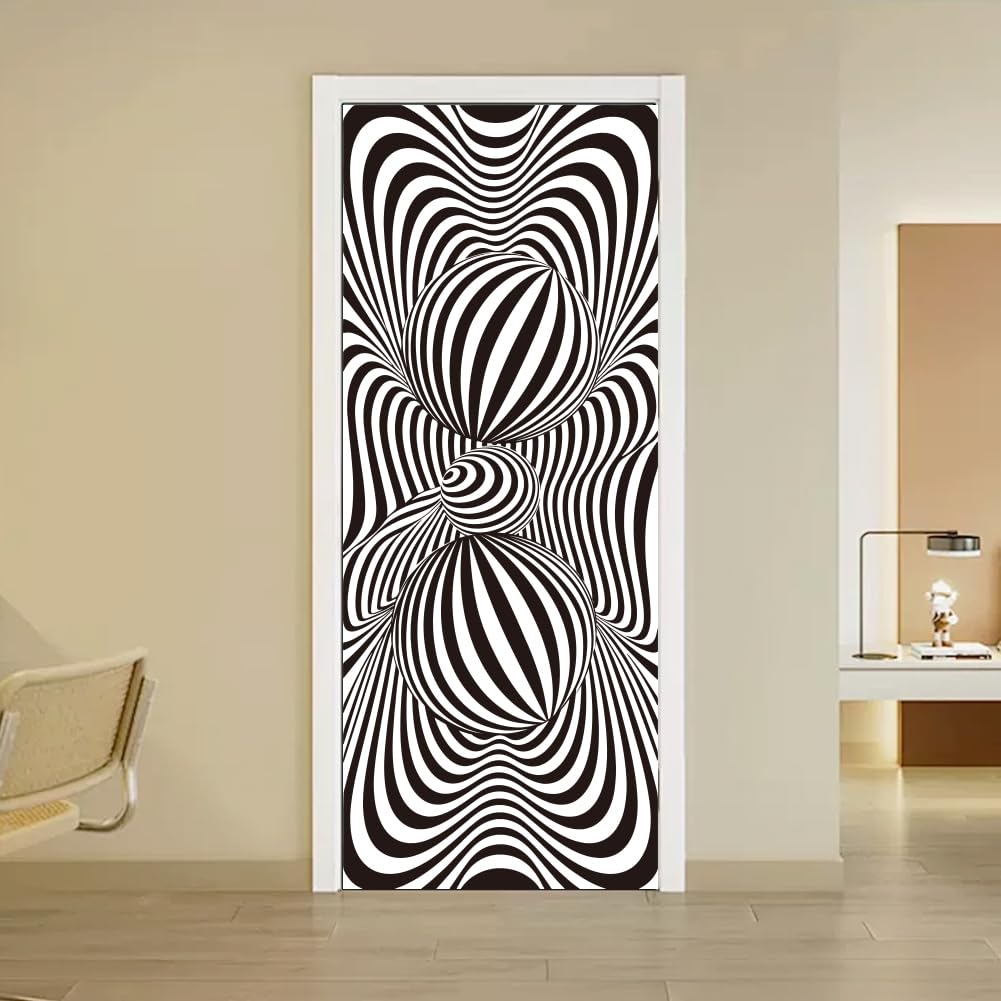 arricraft 2 Pcs Self-Adhesive Door Stickers, 31.5"x78.7" Blue Green Forest River Jungle Landscape Pattern Door Murals Stickers PVC Doors Removable Wallpaper Decoration for Bedrooms Living Room