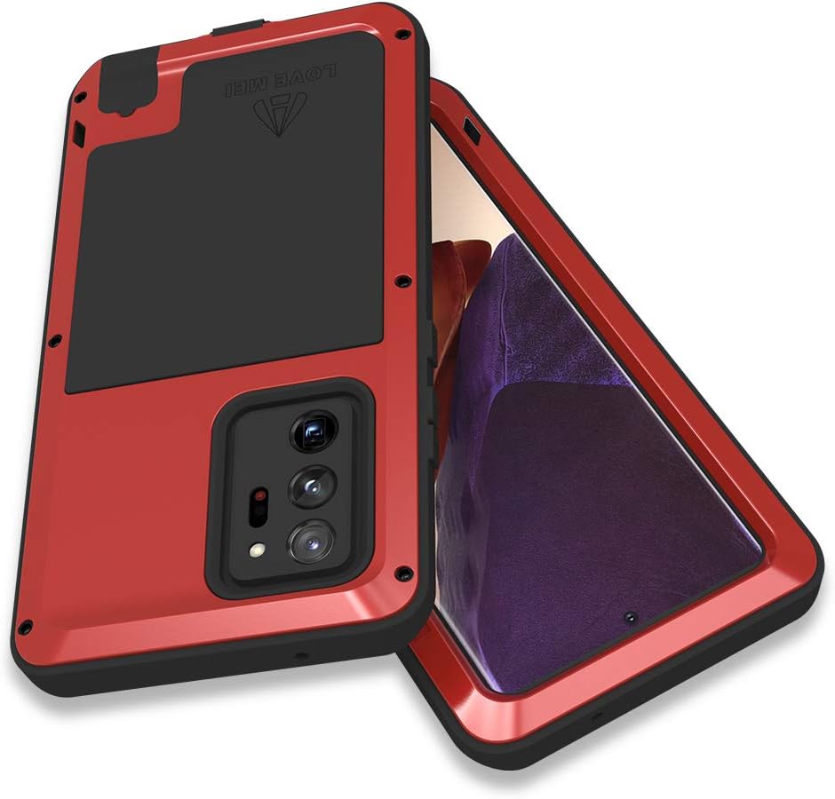Onе-Dау Sаlе: Uр tо 60% оƒƒ LOVE MEI Galaxy Note 20 Ultra 5g Phone Case, [Without Glass Screen Protector] Full Body Sturdy Defender Hard Cover Heavy Duty Shockproof Dustproof Metal Silicone Case for Samsung Note 20 Ultra Red