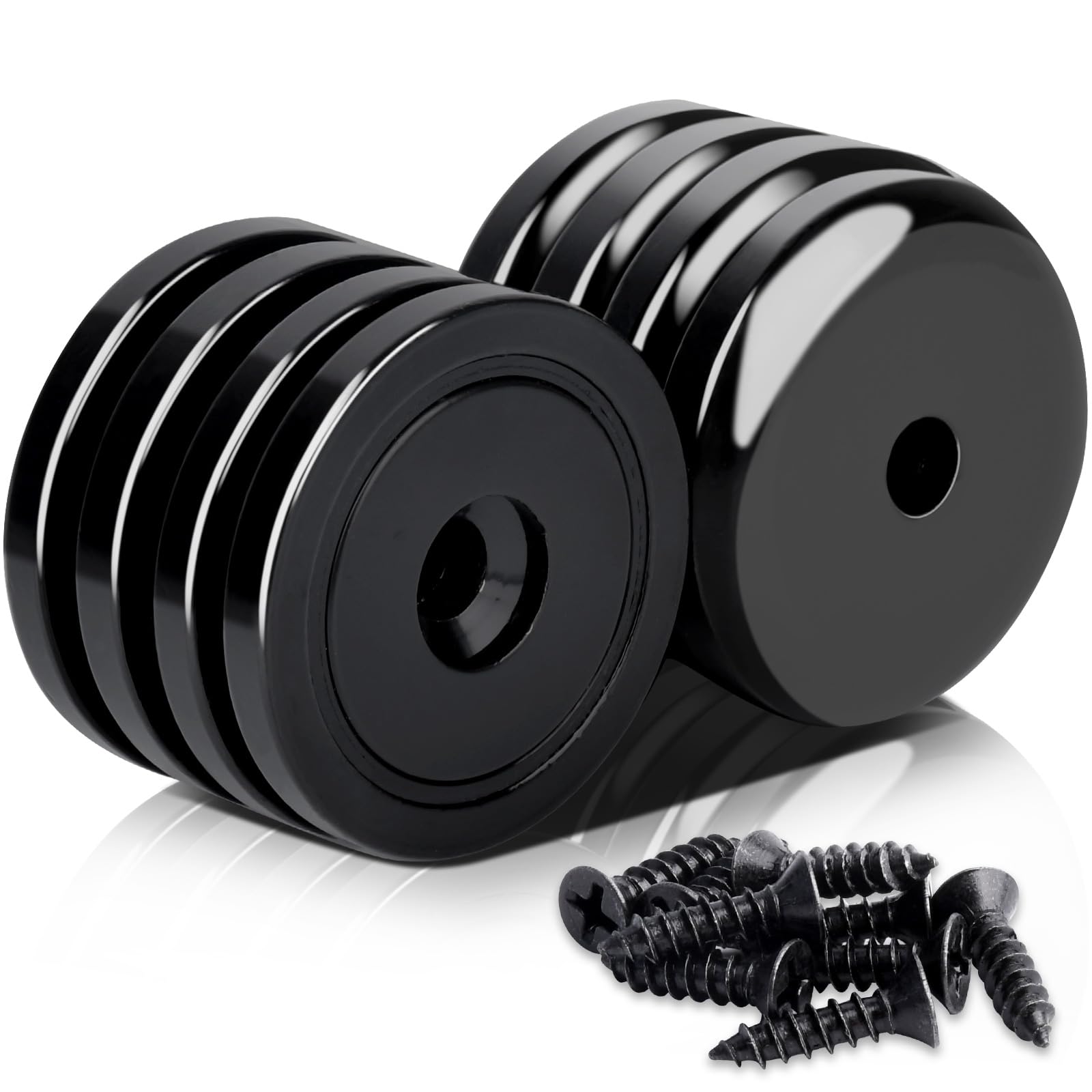 MIN CI 8 imanes de neodimio con agujero, 45 kg (100 libras), imanes redondos de neodimio de 36 mm, extrafuertes, planos, con rosca, grandes para atornillar