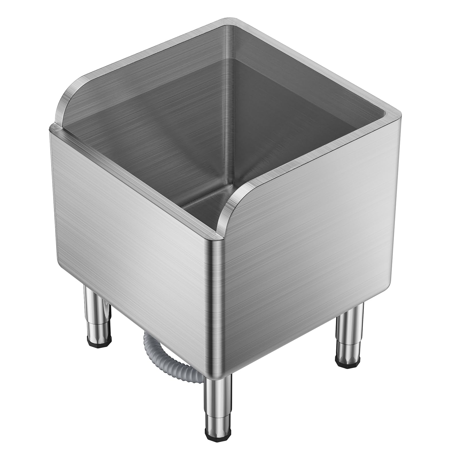 Fregadero de fregona de acero inoxidable con pies ajustables, barrera alta, soldadura sin costuras, fregadero comercial de gran capacidad para lavanderías, vestíbulos, restaurantes, plateado