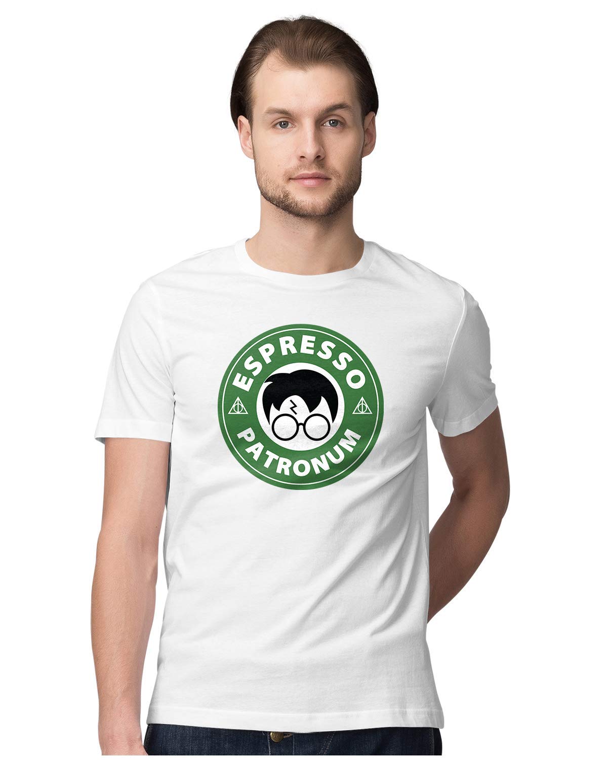 Heybroh Men's Regular Fit T-Shirt Espresso Patronum Harry Potter 100% Cotton T-Shirt