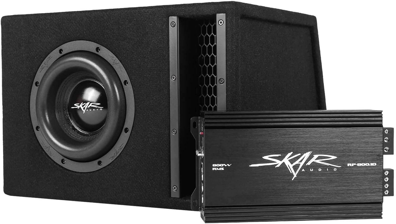 Skar Audio Single 8" Complete 1,200 Watt EVL Series Subwoofer Bass Package - Includes Loaded Enclosure with Amplifier image 2