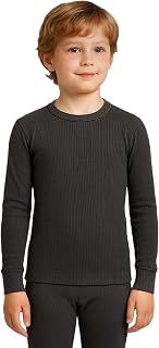 Lux Cozi HEATEK Boy's Black Melange Full Sleeves Round Neck Thermal Top |Style - 555| Pack of 1 Price In India