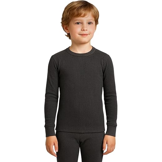 HEATEK Boys Black Melange Thermal Top