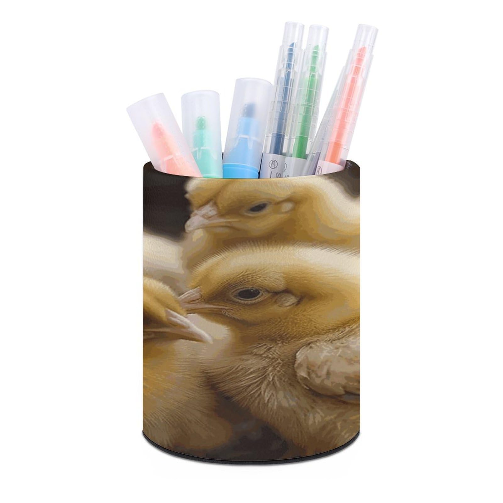 MUSM Little Chickens Pen Holder Large Capacity Pen Holder Modern PU Pencil Holders Durable Waterproof Pens Cup for Home Office Desktop Organizer