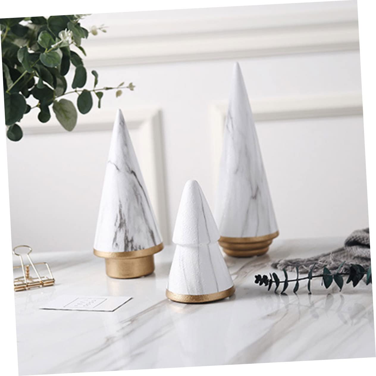 PRETYZOOM 2 Piezas Artículos De Arte para El Hogar Topper De Árbol De Navidad Moderno Decoración De Centro De Mesa De Vacaciones Adorno De Fiesta Arbol De Navidad Moderno Cerámica