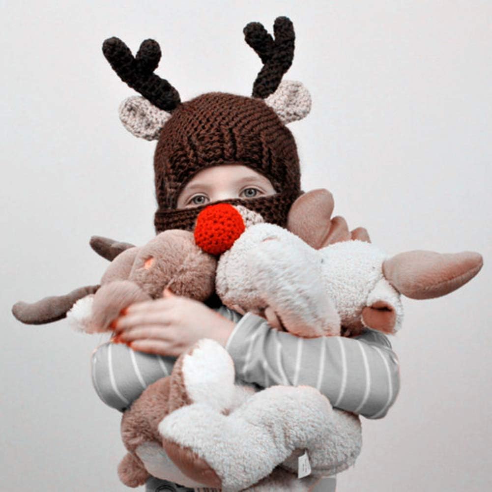 2pcs/set Chrismas Kids Beanie Hat Scarf Set Hand Knitted Elk Deer Hat Wraps Scarf Winter for Toddler Boys Girls: Clothing, Shoes & Jewelry