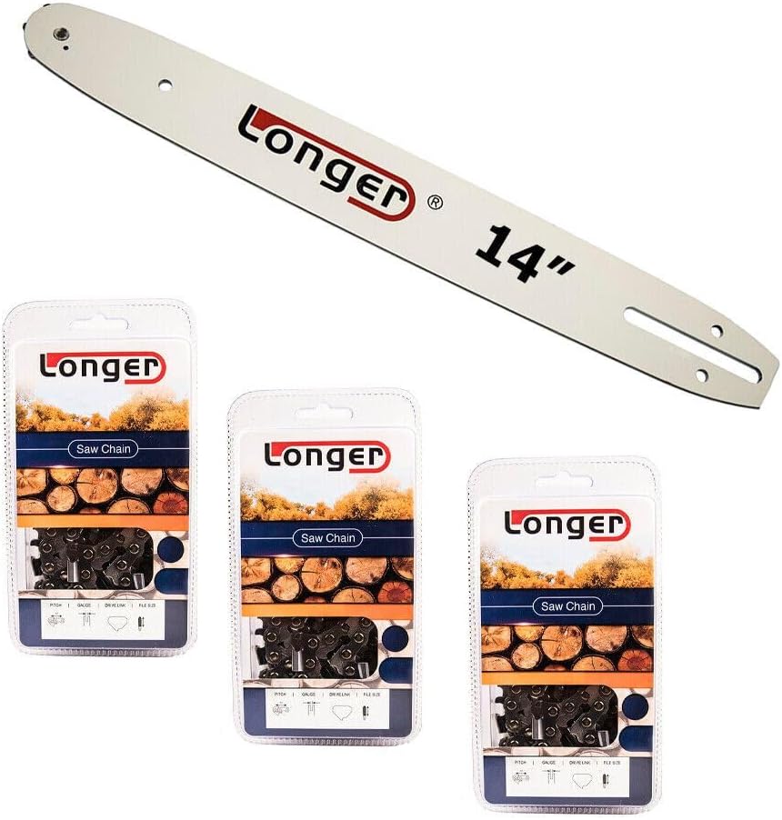 14 Inch Chainsaw Guide Bar with Chain 3Pack COMBO; 050" Gauge, 3/8'' LP, 52DL