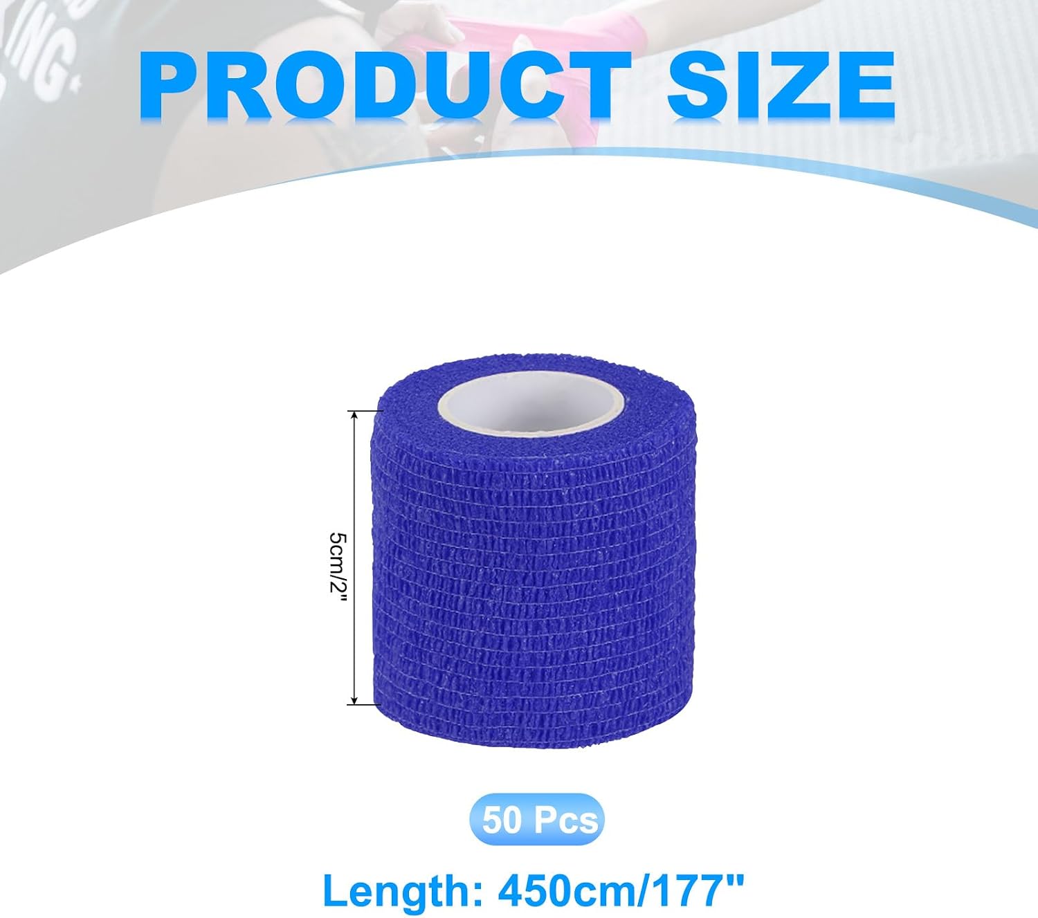 PATIKIL Self Adhesive Bandage Wrap 177" x 2", 50 Pcs Elastic Self Adherent Self Breathable Wrap Tape for Sport Stretch Athletic Wrist Ankle Outdoor Tape, Dark Blue