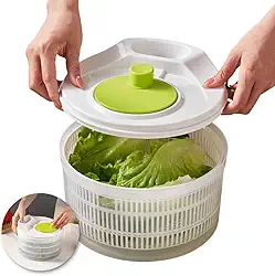 Centrifugador Manual de Salada com Escorredor Giratório – Secador de Folhas, Centrífuga de Salada 4L Secagem Rápida Sem Esforço Para Folhas e Hortaliças