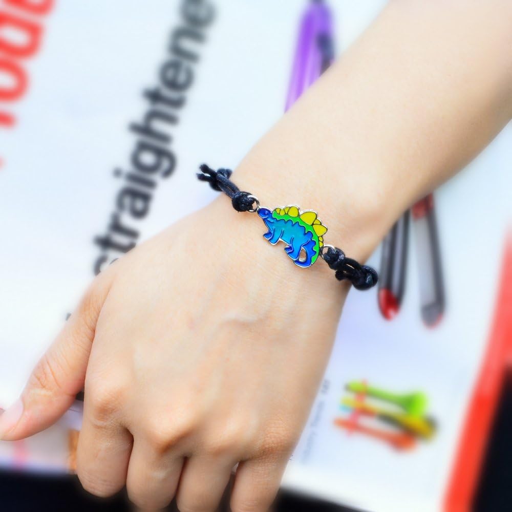 Cute Stegosaurus Dinosaur Charm Color Change Mood Bracelet For Boys Girls Dino Jewelry
